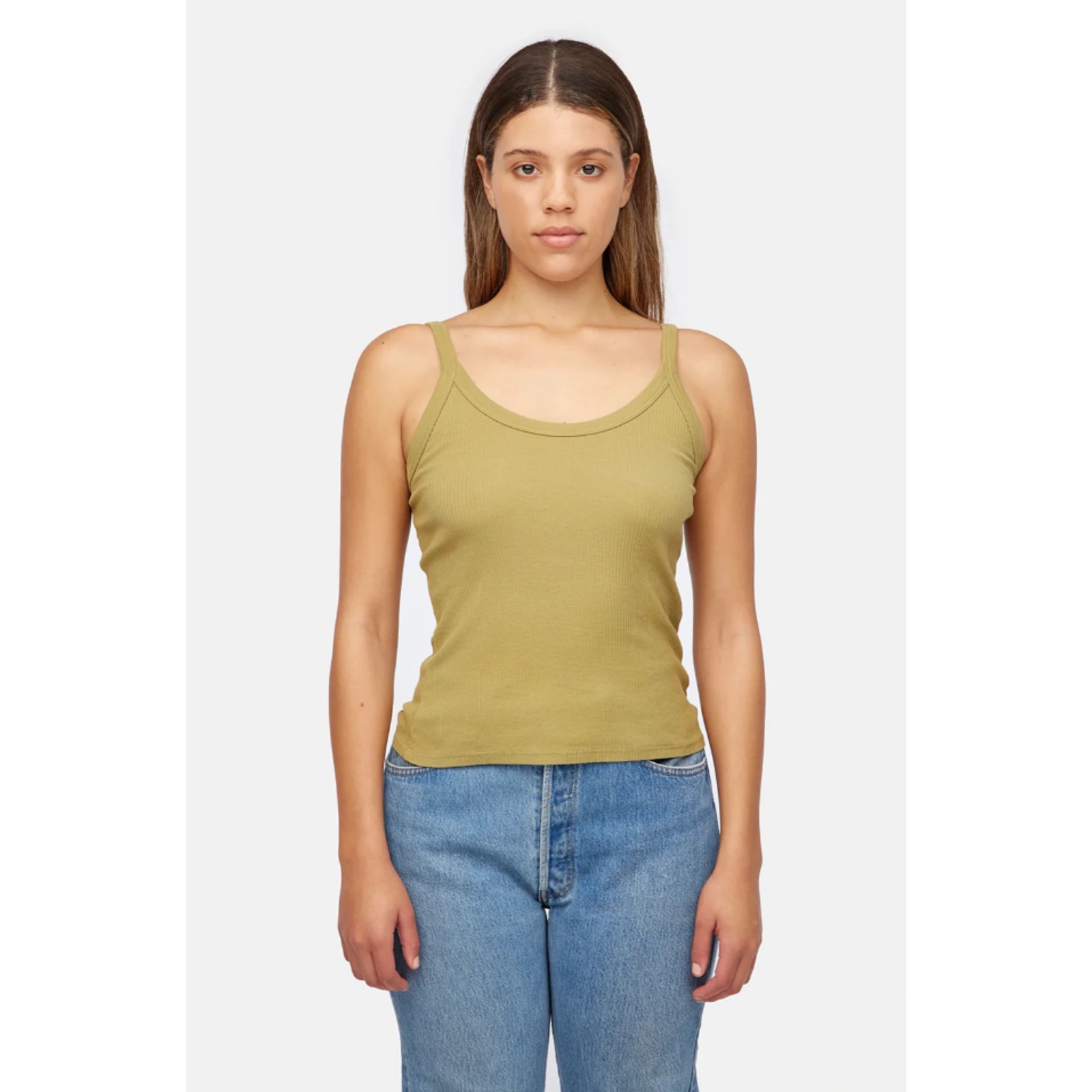 Lacausa Women's X-Small Maya Artichoke Ribbed Tank $40 Msrp Cotton Knit Top H9-4